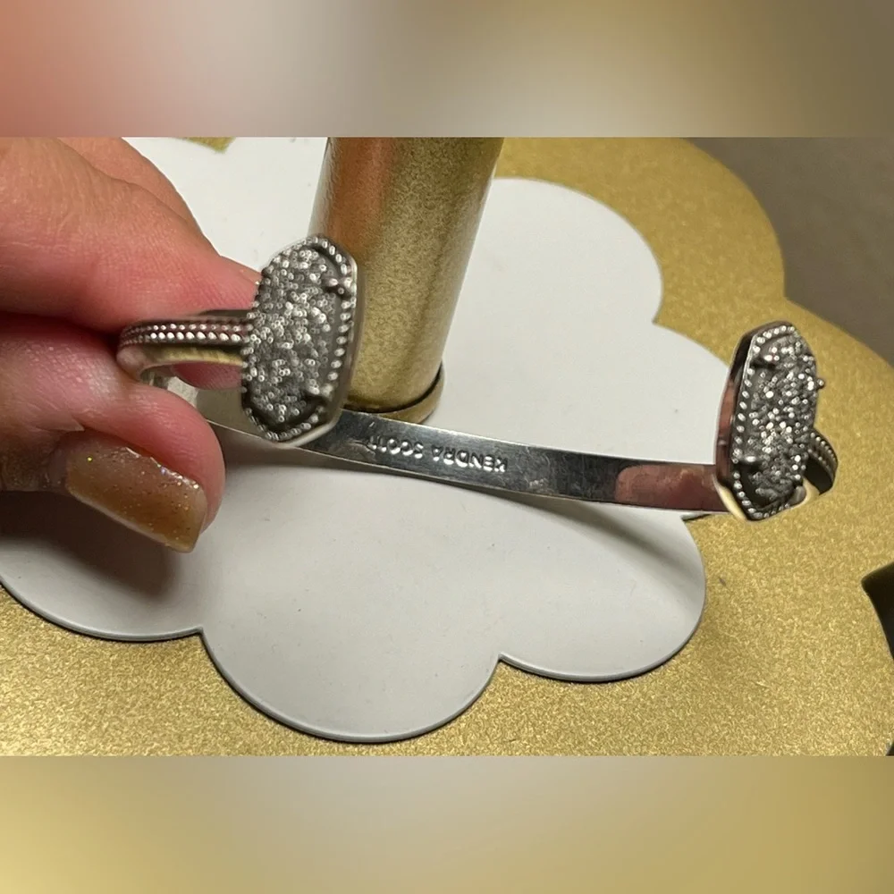 Kendra Scott Elton Silver Cuff Bracelet in platinum Drusy 2005 - Picture 3 of 9